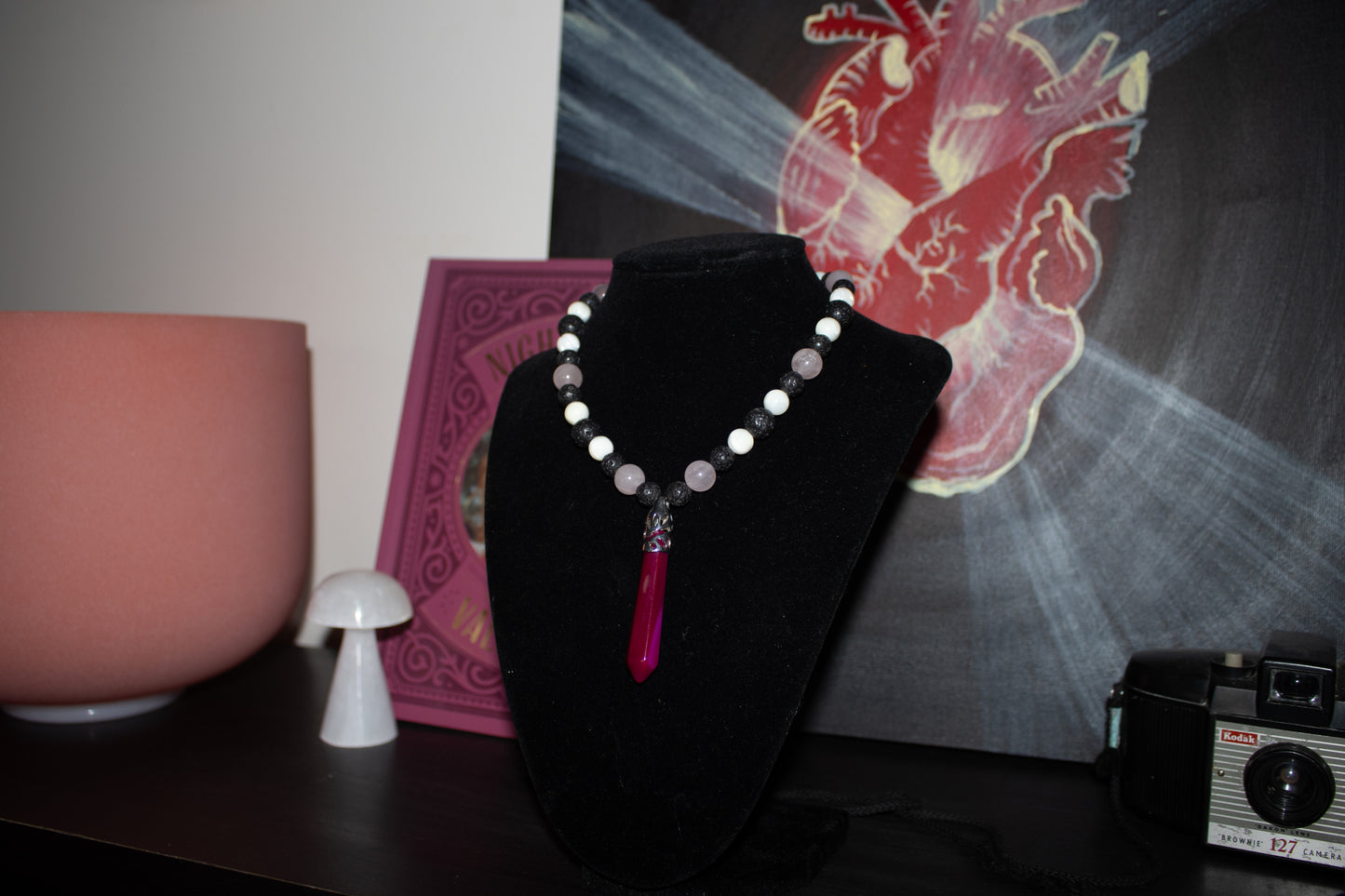 Pink Agate Pendant Necklace