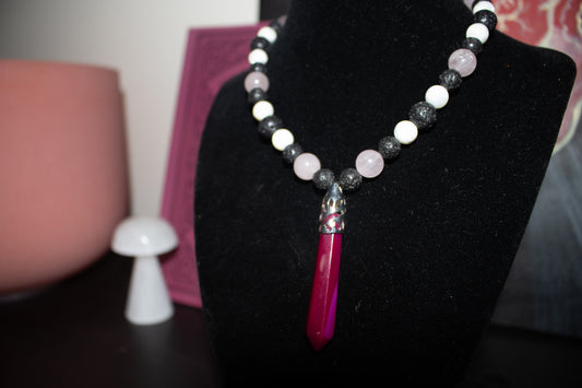 Pink Agate Pendant Necklace