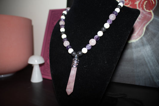 Rose Quartz Pendant Set